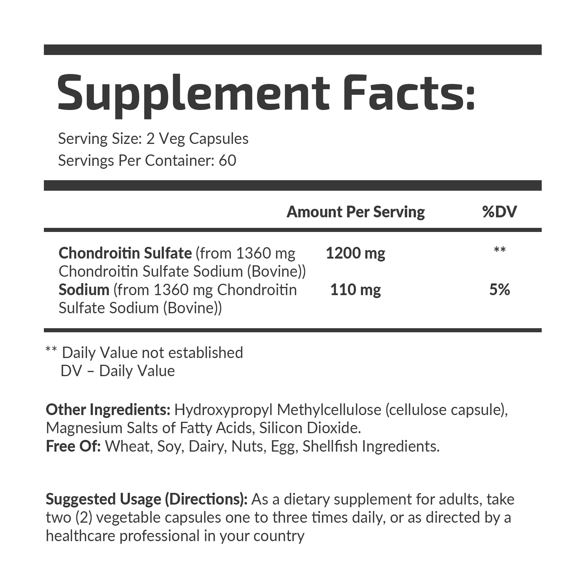 Chondroitin Sulfate (Bovine Source) 600 mg
