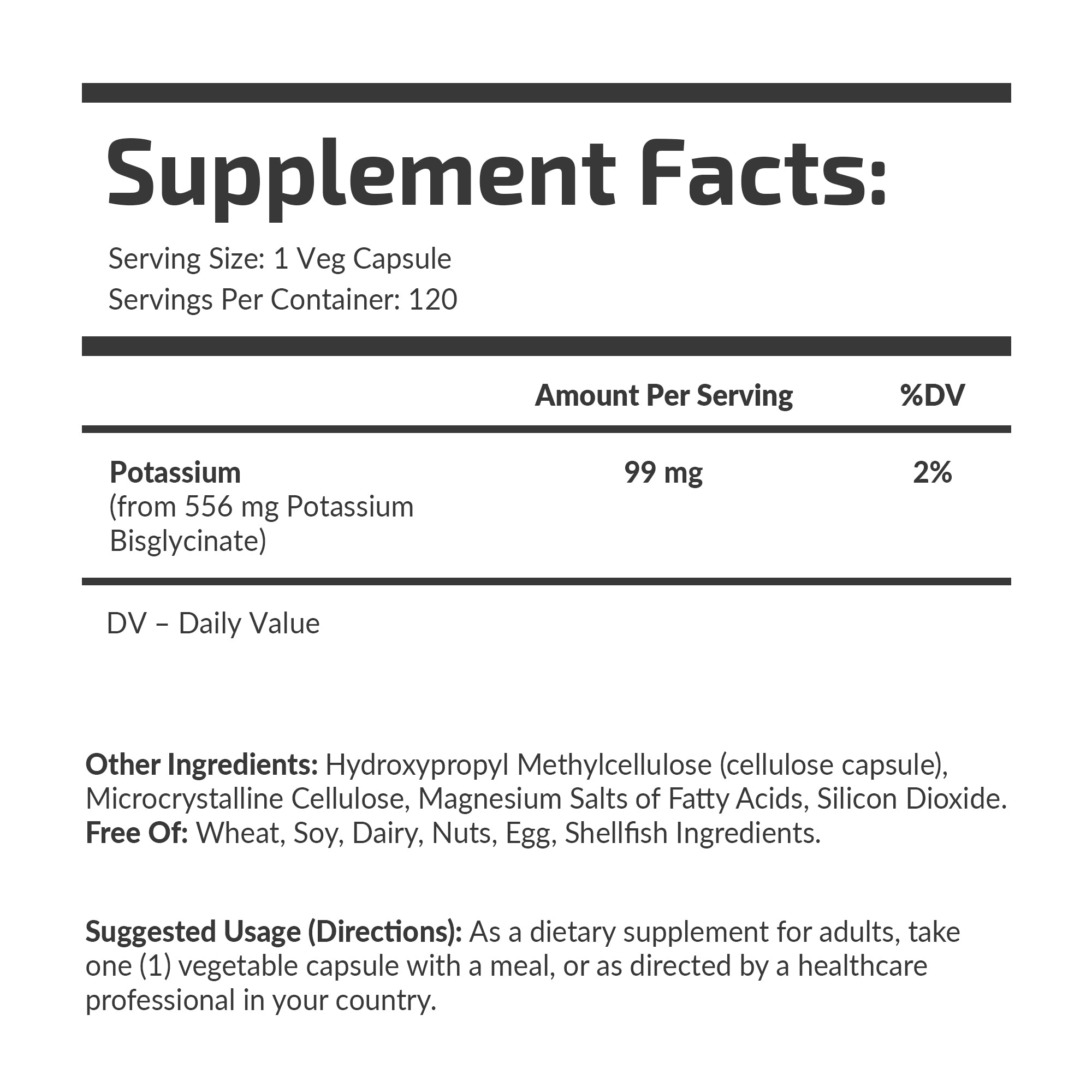 Potassium Glycinate 99 mg
