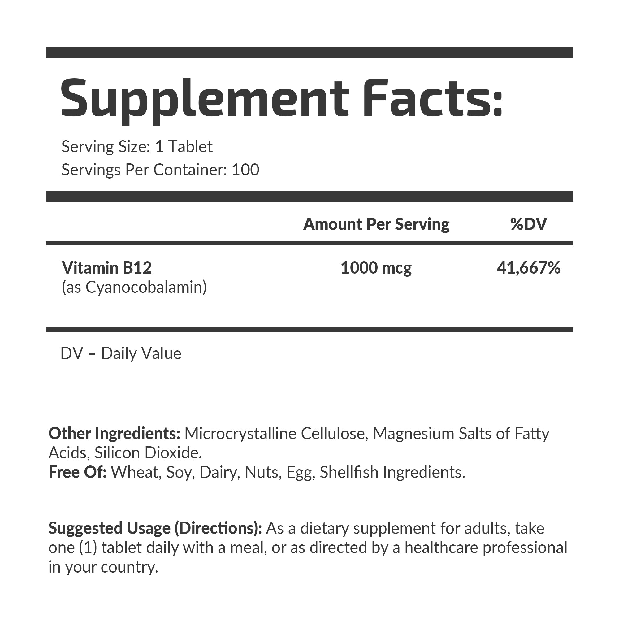Vitamin B12 (Cyanocobalamin) 1000 mcg