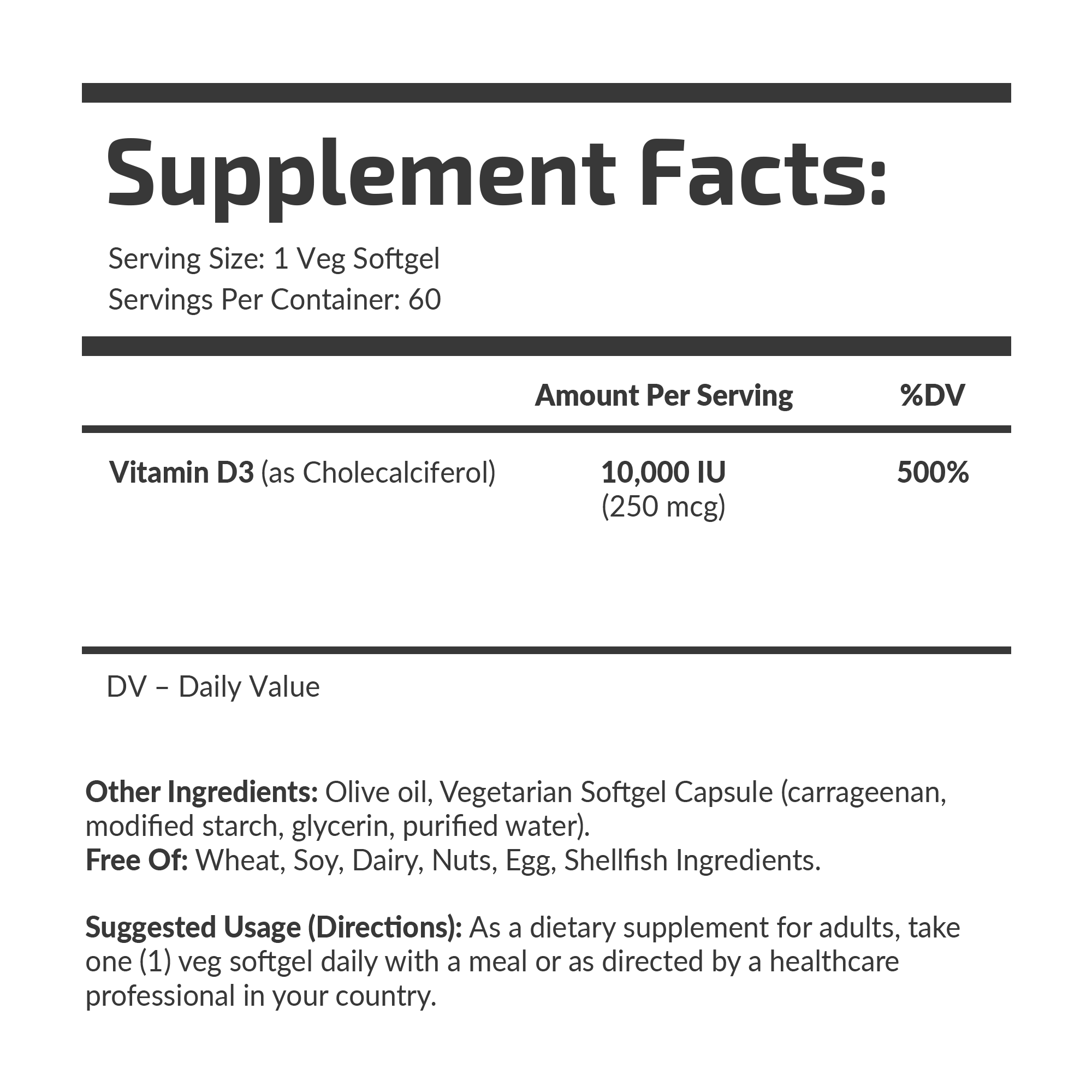 Vitamin D3  10,000 IU