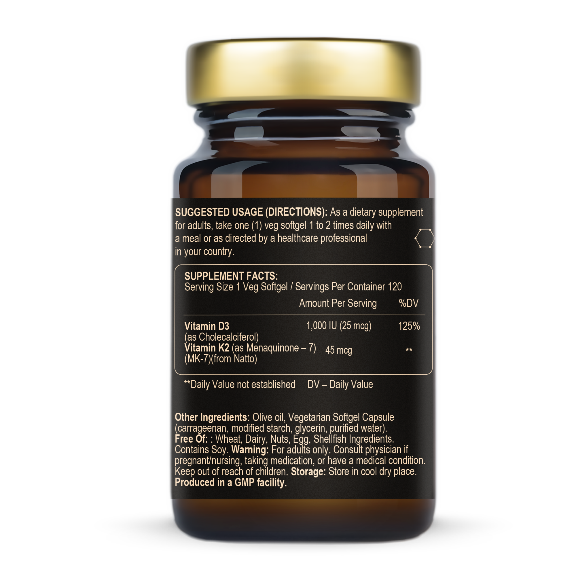 Vitamin D3 & K2 (MK-7)  1000 IU/45 MCG