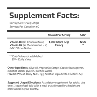 Vitamin D3 & K2 (MK-7)  1000 IU/45 MCG